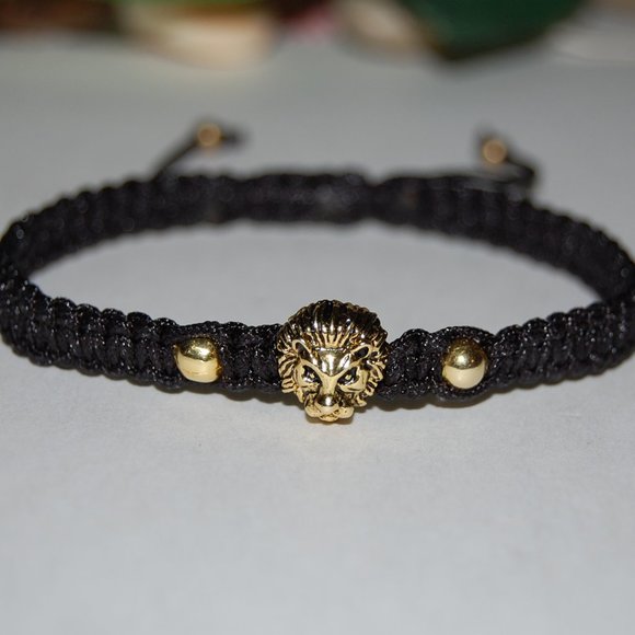 Lion Bracelet,Men's Bracelet,Macrame Lion Bracelet,Leo Bracelet,Golden L… - Picture 2 of 3